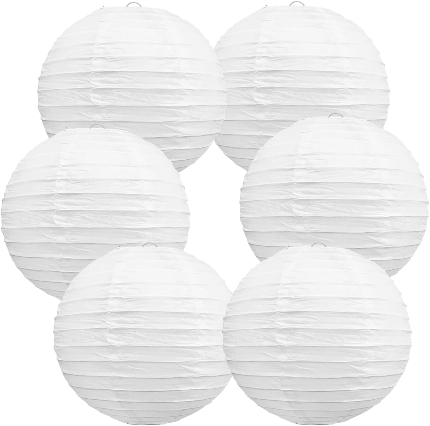 BEISHIDA 12-Inch White Paper Lanterns Decorative Chinese/Japanese Hanging Round Paper Lanterns Lamp for Birthday, Wedding, Christmas, Bridal, Home Decor, Party Decoration (6 Packs)