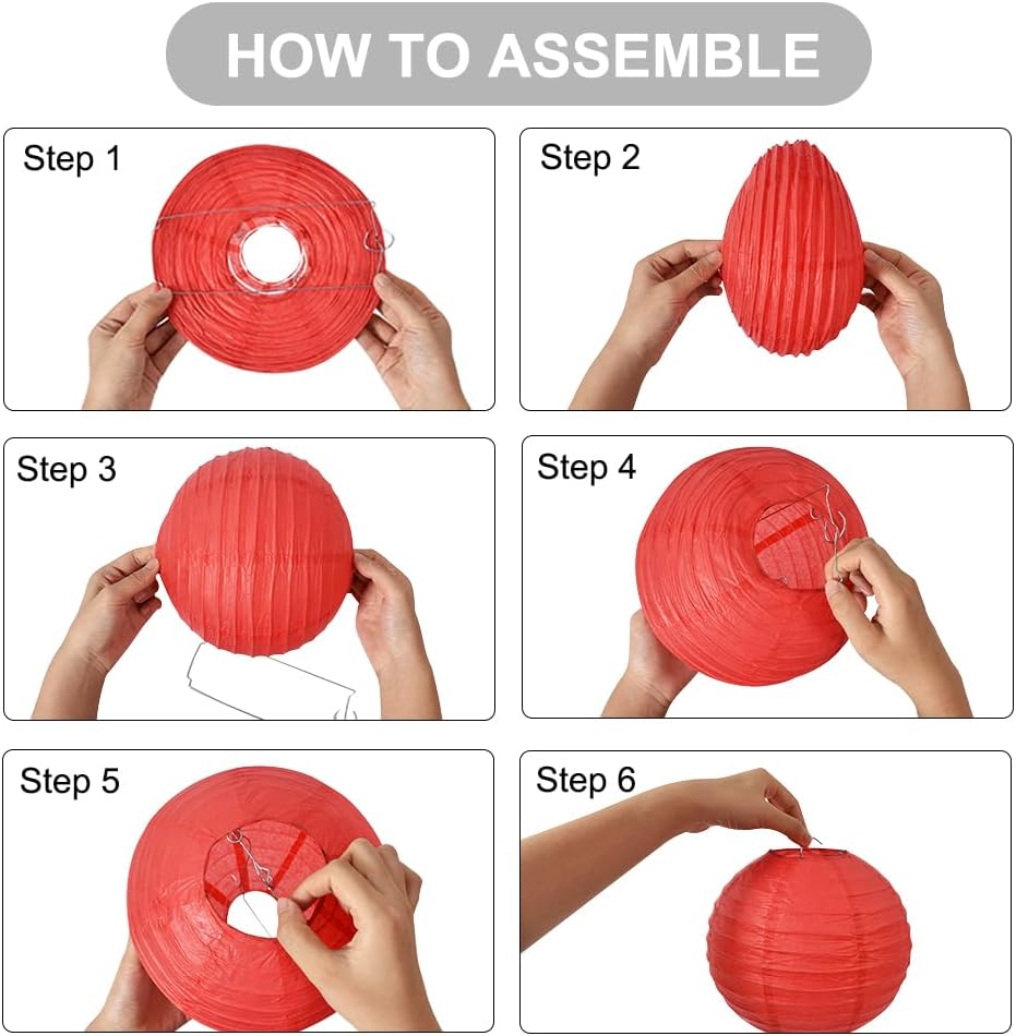 BEISHIDA 12-Inch White Paper Lanterns Decorative Chinese/Japanese Hanging Round Paper Lanterns Lamp for Birthday, Wedding, Christmas, Bridal, Home Decor, Party Decoration (6 Packs) - Image 3