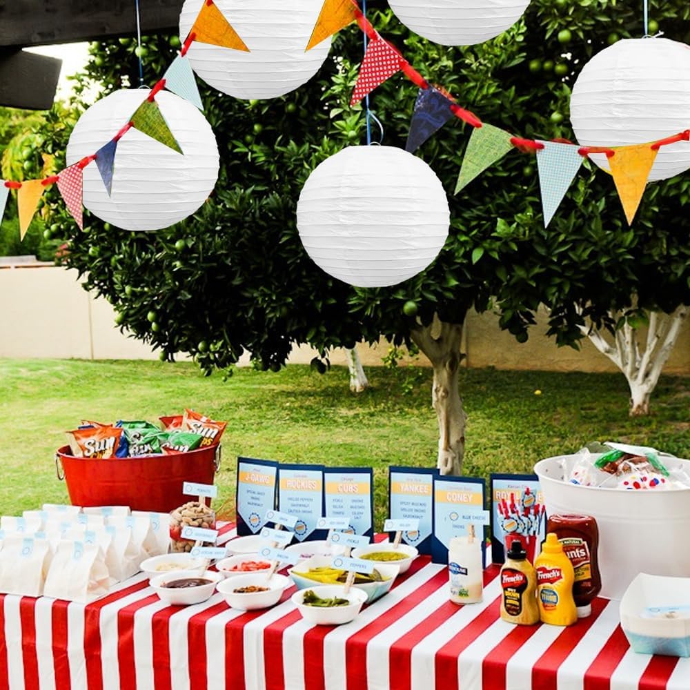 BEISHIDA 12-Inch White Paper Lanterns Decorative Chinese/Japanese Hanging Round Paper Lanterns Lamp for Birthday, Wedding, Christmas, Bridal, Home Decor, Party Decoration (6 Packs) - Image 6