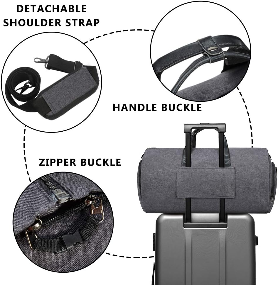 Convertible Garment Bag with Shoulder Strap, Modoker Carry on Garment Duffel Bag for Men Women - 2 in 1 Hanging Suitcase Suit Travel Bags (Black) - Image 6