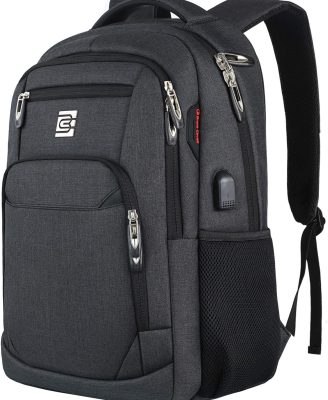 Laptop Backpack,Business Travel Anti Theft Slim Durable Laptops Backpack with USB Charging Port,Water Resistant College Computer Bag for Women & Men Fits 15.6 Inch Laptop and Notebook - Black