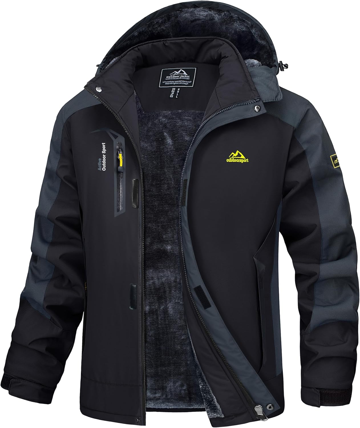 Men's Winter Coats Water Resistant Ski Snow Jacket Warm Fleece Parka Raincoats with Multi-Pockets